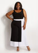 Colorblock High Waist Culottes, Black White image number 2