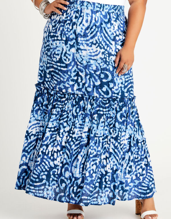 Batik Print Maxi Skirt, Sodalite image number 0