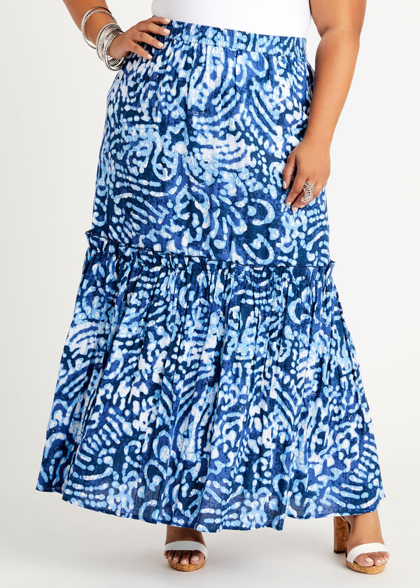 Batik Print Maxi Skirt, Sodalite image number 0