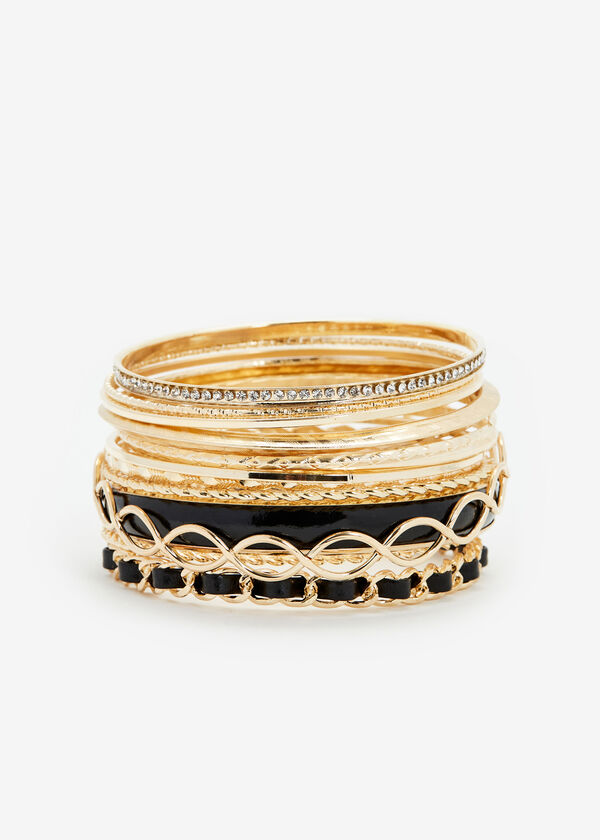Gold Multi Bangle Bracelet Set, Gold image number 0