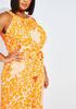 Belted Printed Crepe Jumpsuit, Orange image number 2