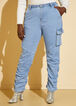 Ruched Drawstring Cargo Joggers, Lt Sky Blue image number 2