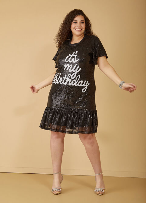 Its My Birthday Sequin Dress, Black image number 3