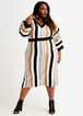 Stripe Dolman Sleeve Sweater Dress, Black Combo image number 0