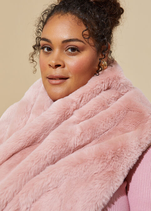 Faux Fur Satin Lined Shawl, Foxglove image number 1