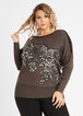 Rhinestone Lurex Floral Sweater, Grey image number 0
