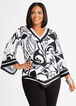 Colorblock Abstract Asymmetric Top, Black White image number 0