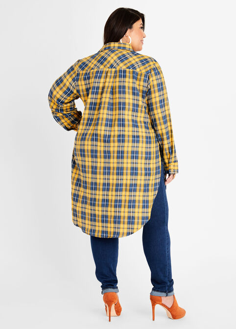Plaid Cotton Blend Tunic, Nugget Gold image number 1