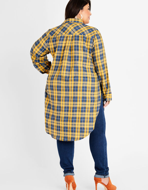 Plaid Cotton Blend Tunic, Nugget Gold image number 1