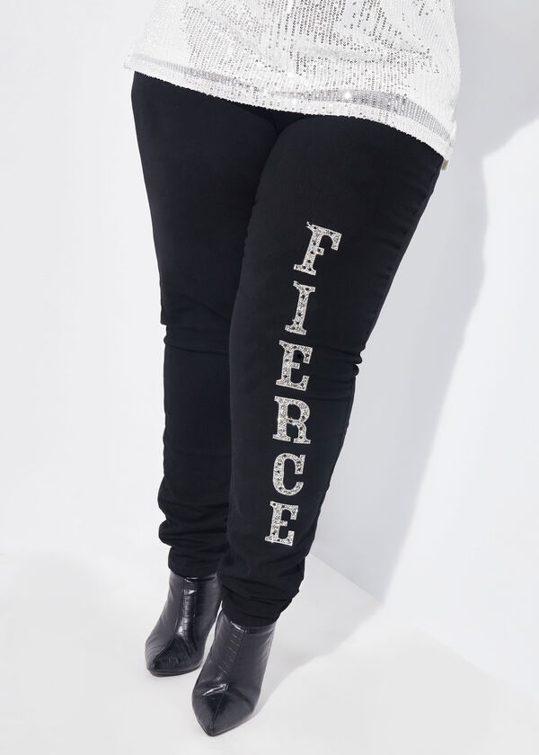 Fierce Embellished Skinny Jeans, Black image number 2