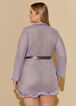 Feather Trimmed Robe And Thong Set, Purple image number 1