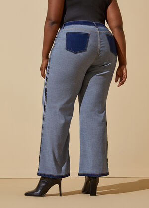 Two Tone Straight Leg Jeans, Denim image number 1