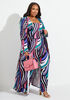 Swirl Print Stretch Knit Duster, Multi image number 0