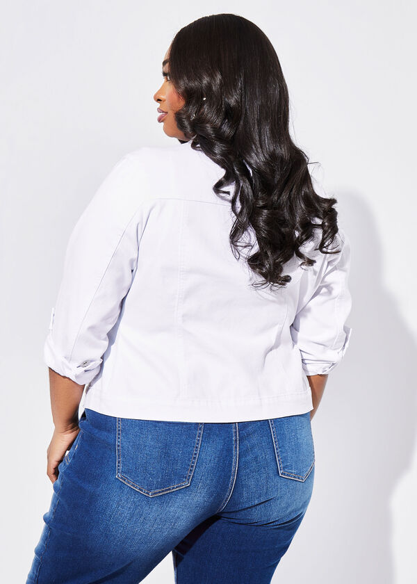 Stretch Denim Fitted Jacket, White image number 1