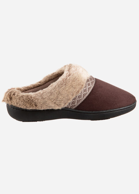 Isotoner Microsuede Basil Slippers, Chocolate Brown image number 1