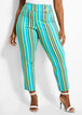 Striped Button Straight-Leg Pant, Veridian Green image number 0