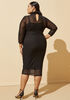 Ruched Mesh Bodycon Dress, Black image number 1