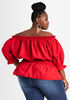 Off-The-Shoulder Blouse, Tango Red image number 1