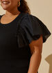 Paneled Sleeve Ribbed Sweater, Black image number 3