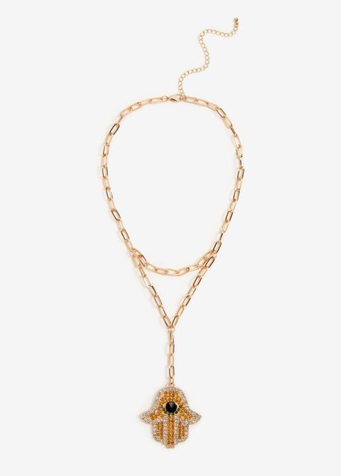 Hamsa Diamond Pendant Necklace, Multi image number 0