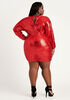 Sequin Embellished Mesh Dress, Barbados Cherry image number 1