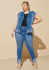 Fringed Mid Rise Skinny Jeans, Medium Blue image number 0