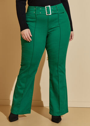 Belted Flared Pants, Abundant Green image number 0