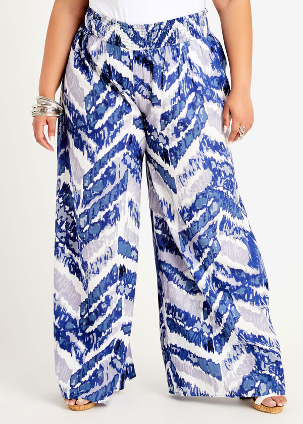 Abstract Print Wide Leg Pant, Sodalite image number 0
