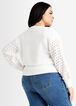Crochet Front Knit Cardigan, White image number 1