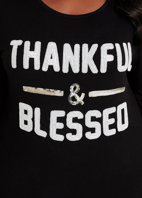 Thankful & Blessed Graphic Tee, Black image number 1