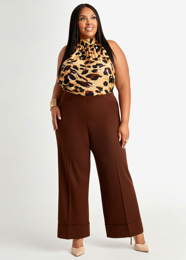 Cuffed High Rise Wide Leg Pants, Potting Soil image number 2