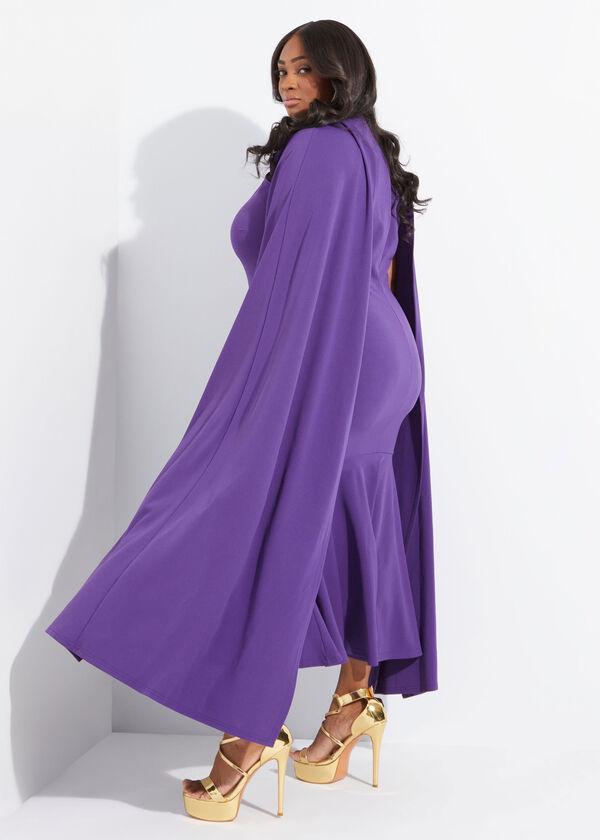 Cape Effect Mermaid Gown, Acai image number 1