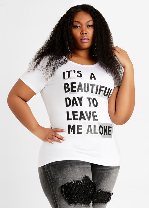 Leave Me Alone Graphic Tee, White image number 0