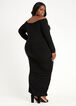 Off The Shoulder Slit Maxi Dress, Black image number 1