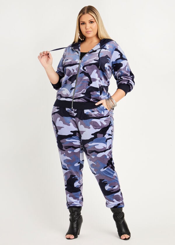 Blue Camo Velour Jogger, Peacoat image number 2