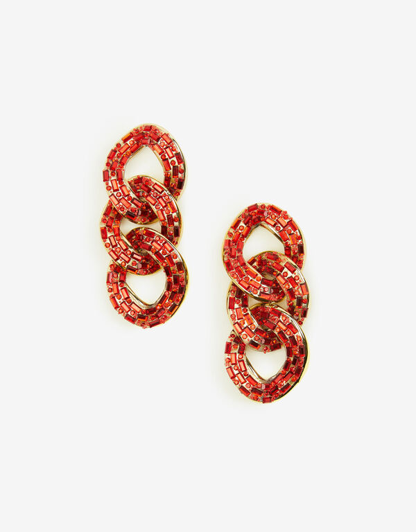 Gold Tone Chain Link Earrings, Barbados Cherry image number 0