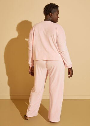 Bebe Velour Pajama Set, Pink image number 1