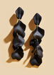 Floral Earrings Gold Black Flower Drop Earrings Petal Long Earrings image number 0