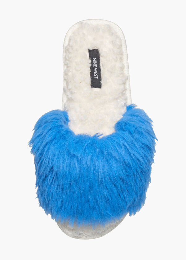 Nine West Fuzzy Slide Sandals, Blue image number 1