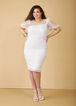 Puffed Sleeve Mesh Sheath Dress, White image number 0
