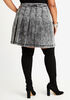 Pleated High Waist Denim Skirt, Black image number 1