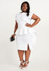 Neoprene Sheath Peplum Dress, White image number 0