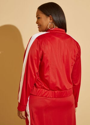 Zipped Striped Track Jacket, Barbados Cherry image number 1