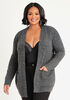 Marled Ribbed Knit Cardigan, Charcoal image number 0