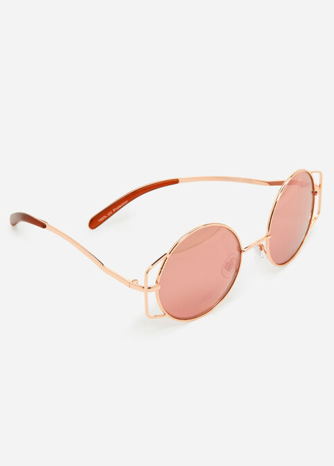 Gold Round Cutout Sunglasses, Gold image number 0