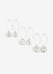 Set of 3 Diamond Drop Earrings, Silver image number 0