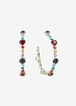 Multicolor Stone Silver Hoops, Multi image number 0