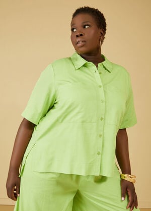 Pocketed Slub Woven Shirt, Jade Lime image number 0