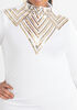 Sequin Embellshed Stretch Knit Top, White image number 2