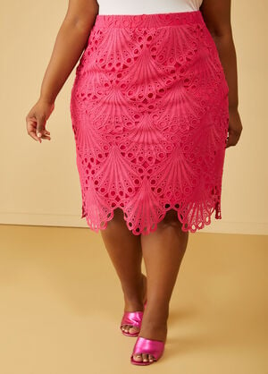 Scalloped Lace Skirt, Pink Peacock image number 0